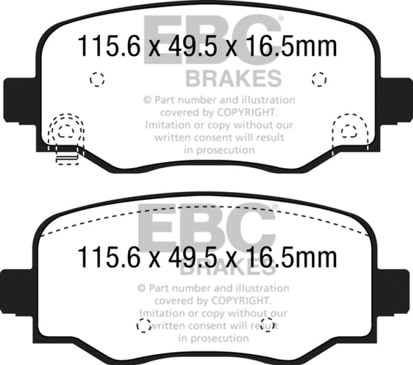 EBC 15+ Fiat 500X 1.4 Turbo Greenstuff Rear Brake Pads - Bull Strap