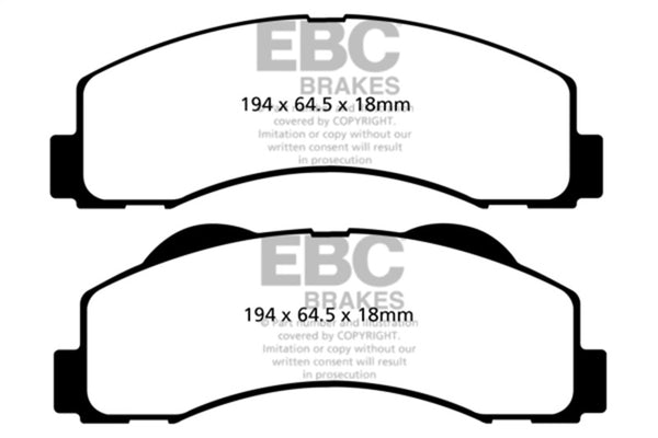 EBC 15+ Ford Expedition 3.5 Twin Turbo 2WD Extra Duty Front Brake Pads - Bull Strap
