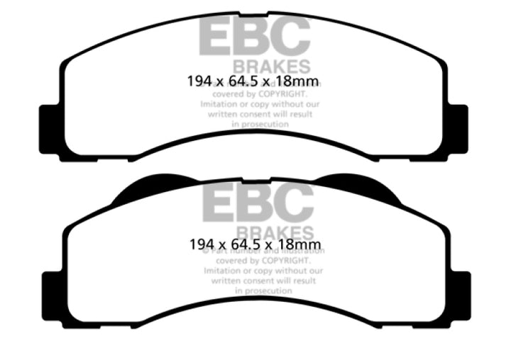 EBC 15+ Ford Expedition 3.5 Twin Turbo 2WD Extra Duty Front Brake Pads - Bull Strap