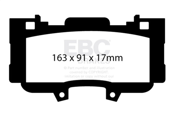 EBC 15+ Ford Mustang 2.3 Turbo Performance Pkg Yellowstuff Front Brake Pads - Bull Strap