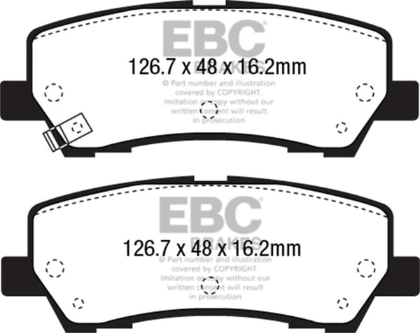 EBC 15+ Ford Mustang 2.3 Turbo Performance Pkg Yellowstuff Rear Brake Pads - Bull Strap
