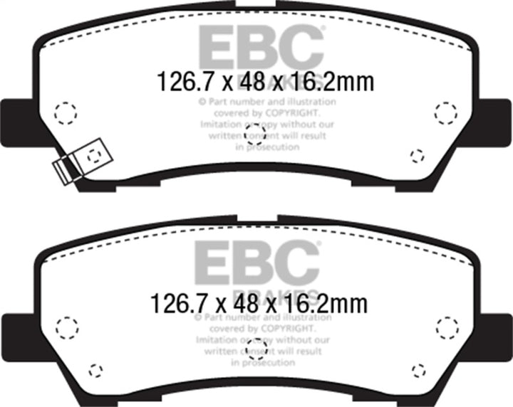 EBC 15+ Ford Mustang 2.3 Turbo Performance Pkg Yellowstuff Rear Brake Pads - Bull Strap