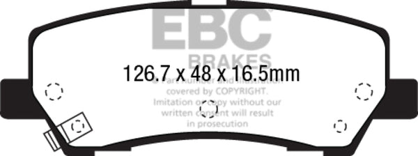 EBC 15+ Ford Mustang 2.3 Turbo Yellowstuff Rear Brake Pads - Bull Strap