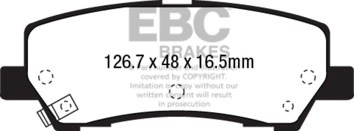 EBC 15+ Ford Mustang 2.3 Turbo Yellowstuff Rear Brake Pads - Bull Strap