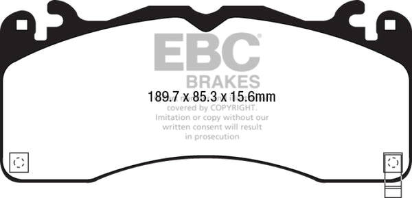 EBC 15+ Ford Mustang 5.0 Performance Pkg Yellowstuff Front Brake Pads - Bull Strap
