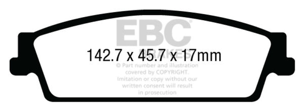 EBC 15+ Gac Yukon XL / Denali XL 1500 Extra Duty Rear Brake Pads - Bull Strap