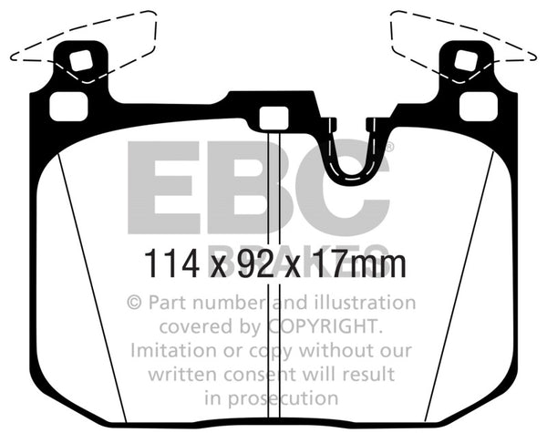 EBC 16-18 BMW M2 3.0L Turbo Redstuff Front Brake Pads - Bull Strap