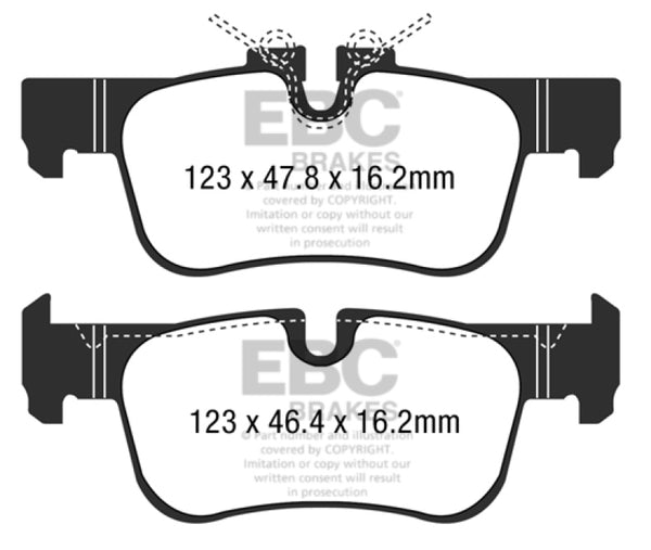 EBC 16-18 BMW X1 Yellowstuff Rear Brake Pads - Bull Strap