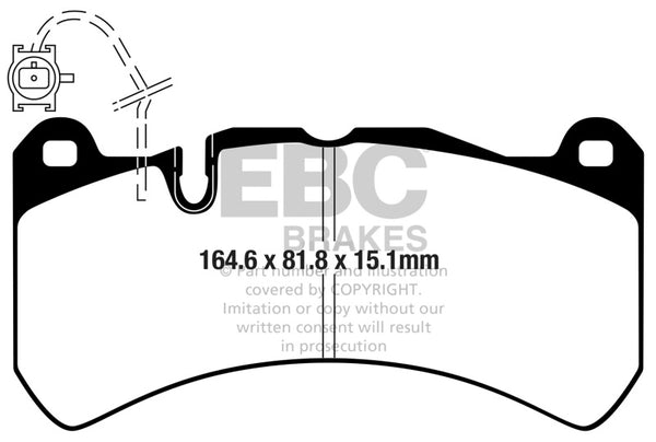 EBC 2014+ Maserati Ghibli 3.0TT RWD Yellowstuff Front Brake Pads - Bull Strap