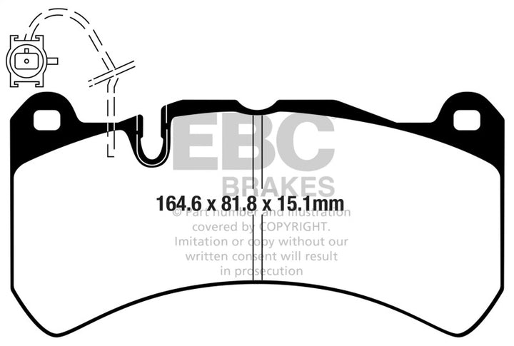 EBC 2014+ Maserati Ghibli 3.0TT RWD Yellowstuff Front Brake Pads - Bull Strap