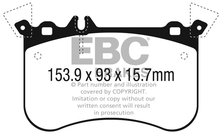 EBC 2014+ Mercedes-Benz CLA45 AMG 2.0L Turbo Redstuff Front Brake Pads - Bull Strap
