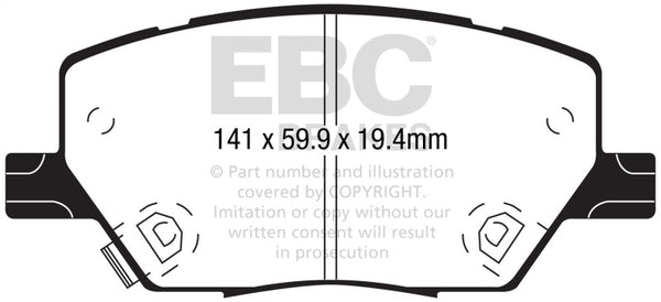 EBC 2015+ Fiat 500X 1.4L Turbo Greenstuff Front Brake Pads - Bull Strap