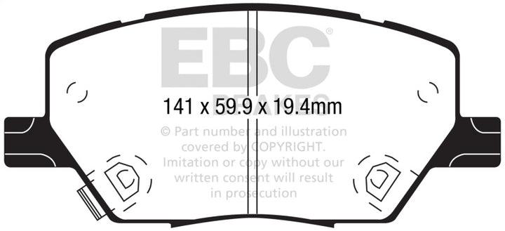 EBC 2015+ Fiat 500X 1.4L Turbo Greenstuff Front Brake Pads - Bull Strap