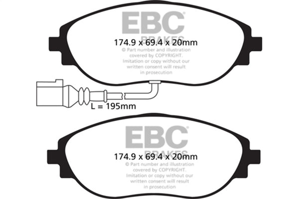 EBC 2015+ Volkswagen GTI/Golf R (Mk7) Bluestuff Front Brake Pads - Bull Strap