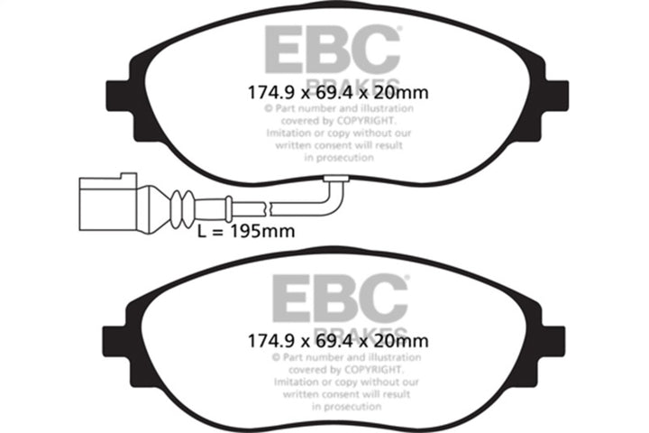 EBC 2015+ Volkswagen GTI/Golf R (Mk7) Bluestuff Front Brake Pads - Bull Strap