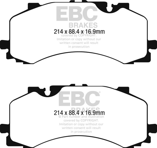 EBC 2016+ Audi Q7 3.0L Supercharged Yellowstuff Front Brake Pads - Bull Strap