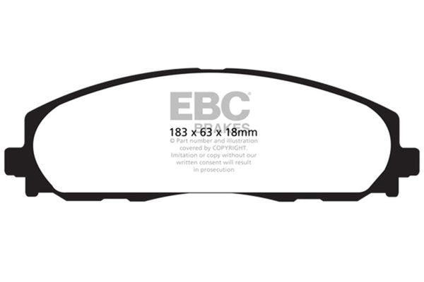 EBC 2016+ Chrysler Pacifica (Ru) 3.6L Extra Duty Front Brake Pads - Bull Strap