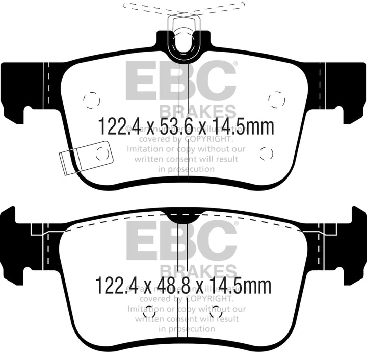 EBC 2016+ Honda Civic Coupe 1.5L Turbo Greenstuff Rear Brake Pads - Bull Strap