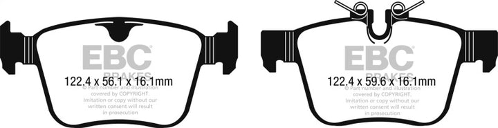 EBC 2016+ Jaguar F-Pace 2.0L TD (180) Ultimax2 Rear Brake Pads - Bull Strap