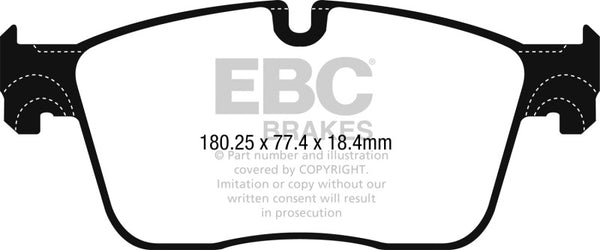 EBC 2016+ Jaguar F-Pace 2.0L TD (180) Yellowstuff Front Brake Pads - Bull Strap