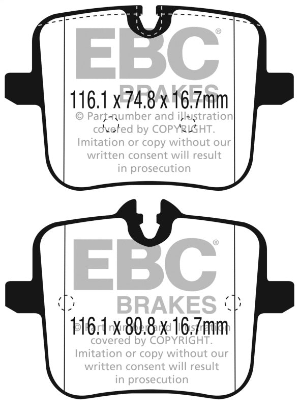 EBC 2018+ BMW M5 4.4TT (F90) Yellowstuff Rear Brake Pads - Bull Strap