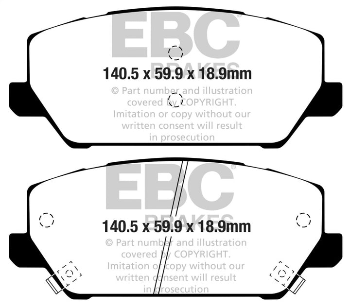 EBC 2019+ Hyundai Veloster N (2nd Gen) 2.0L Turbo Redstuff Front Brake Pads - Bull Strap