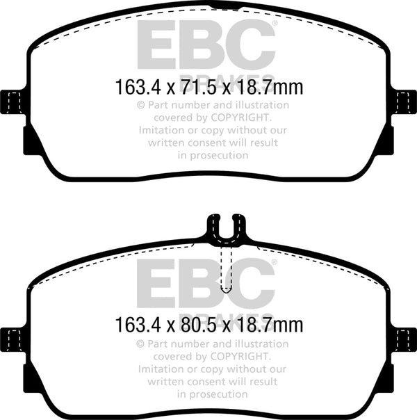 EBC 2019+ Mercedes-Benz A220 Sedan (V177) Yellowstuff Front Brake Pads - Bull Strap
