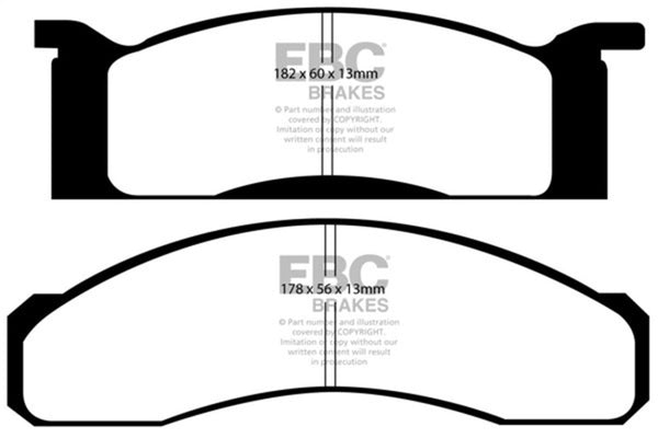 EBC 70 Ford Fairlane 4.1 Redstuff Front Brake Pads - Bull Strap