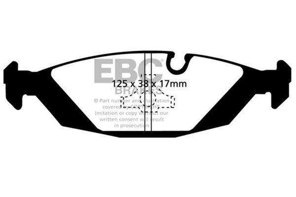 EBC 87-88 BMW M5 3.5 (E28) Yellowstuff Rear Brake Pads - Bull Strap