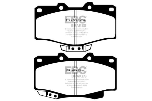 EBC 90-91 Toyota 4 Runner 2.4 Greenstuff Front Brake Pads - Bull Strap