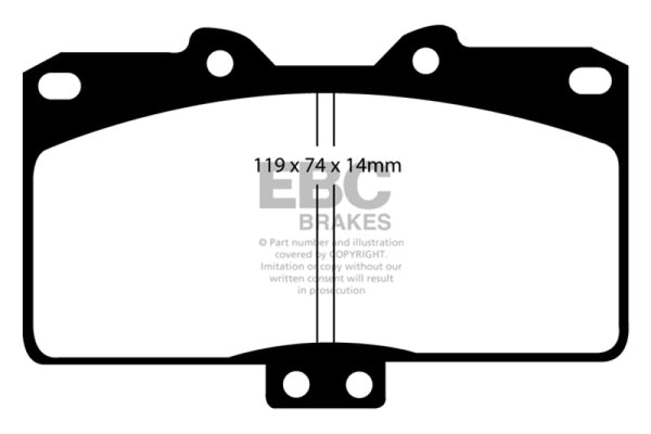 EBC 91-93 Dodge Stealth 3.0 4WD Yellowstuff Front Brake Pads - Bull Strap