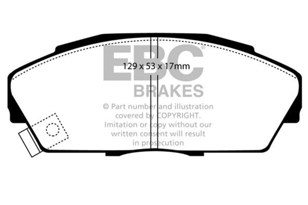 EBC 92-94 Acura Integra 1.7 Vtec Yellowstuff Front Brake Pads - Bull Strap
