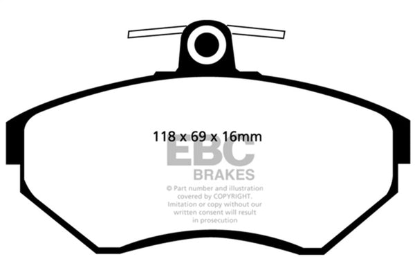 EBC 97-02 Volkswagen Cabriolet 2.0 Yellowstuff Front Brake Pads - Bull Strap