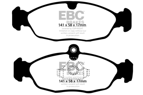 EBC 97-99 Aston Martin DB7 3.2 Supercharged Redstuff Rear Brake Pads - Bull Strap