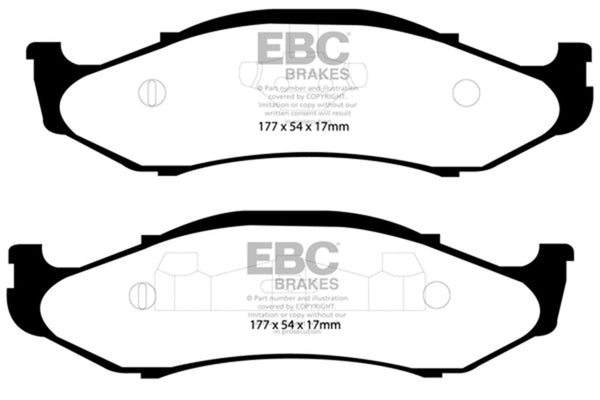 EBC 97-99 Jeep Cherokee 2.5 82mm High Rotors Extra Duty Front Brake Pads - Bull Strap