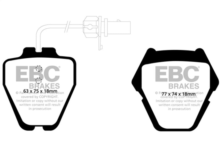 EBC 99-01 Audi A6 Quattro 2.7 Twin Turbo Sedan (8 Pad Set) Redstuff Front Brake Pads - Bull Strap