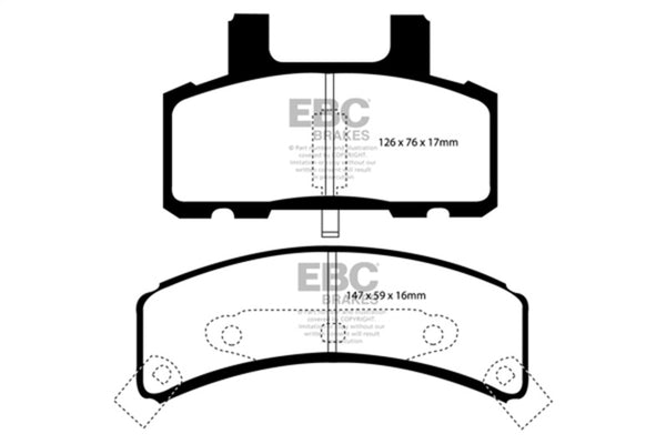 EBC 99-01 Cadillac Escalade 5.7 Greenstuff Front Brake Pads - Bull Strap