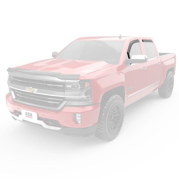 EGR 14+ Chev Silverado/GMC Sierra Crw Cab In-Channel Window Visors - Set of 4 - Matte (571775) - Bull Strap