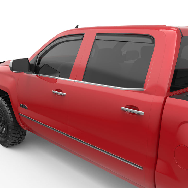 EGR 14+ Chev Silverado/GMC Sierra Crw Cab In-Channel Window Visors - Set of 4 - Matte (571775) - Bull Strap