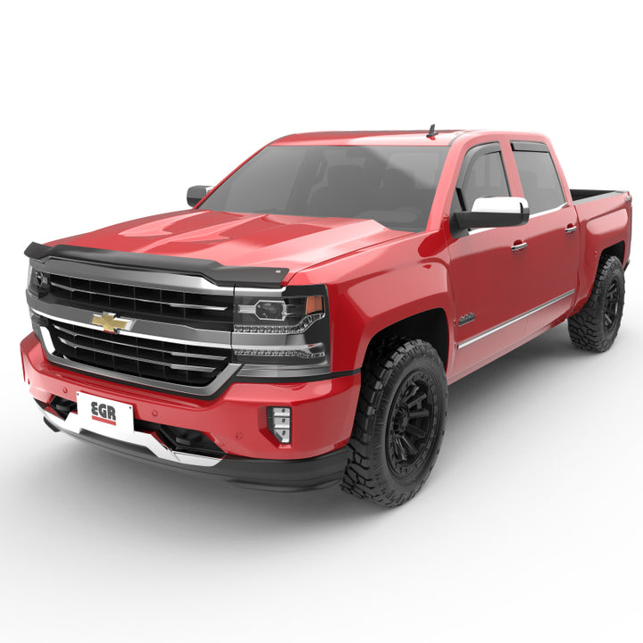 EGR 14+ Chev Silverado/GMC Sierra Crw Cab In-Channel Window Visors - Set of 4 - Matte (571775) - Bull Strap