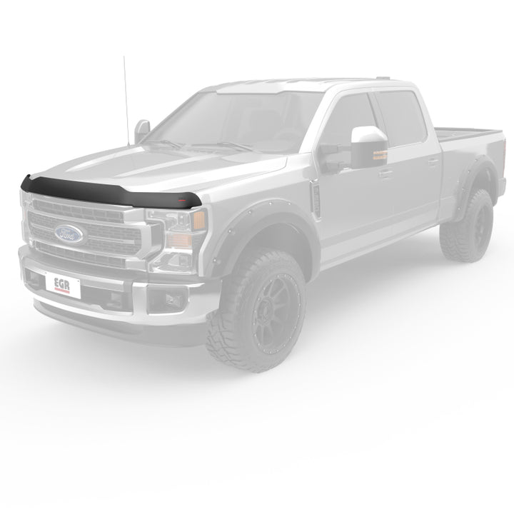 EGR 17+ Ford F-250/F-350 Superguard Hood Shield - Smoke Finish - Bull Strap