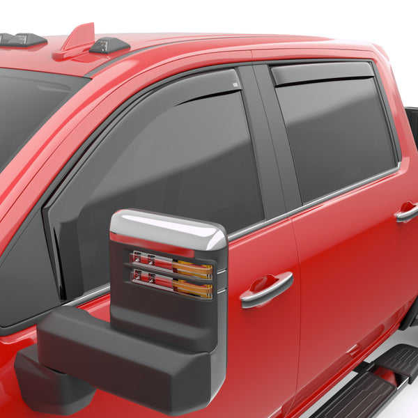 EGR 2019 Chevy 1500 Crew Cab In-Channel Window Visors - Dark Smoke - Bull Strap
