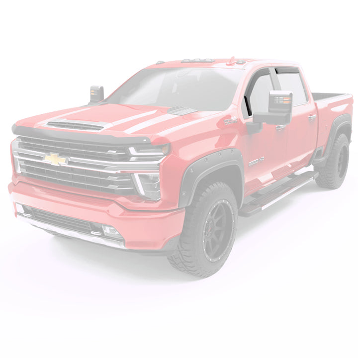 EGR 2019 Chevy 1500 Crew Cab In-Channel Window Visors - Dark Smoke - Bull Strap