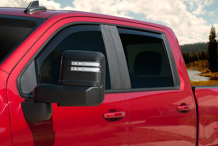 EGR 2019 Chevy 1500 Crew Cab In-Channel Window Visors - Dark Smoke - Bull Strap