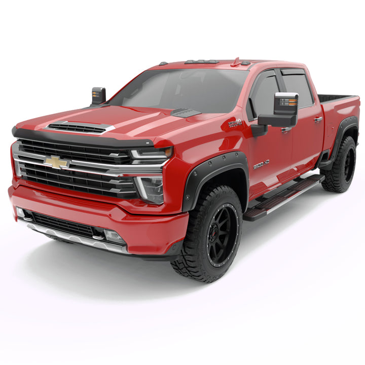 EGR 2019 Chevy 1500 Crew Cab In-Channel Window Visors - Dark Smoke - Bull Strap
