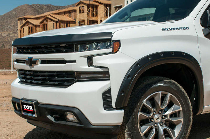 EGR 2019 Chevy 1500 Super Guard Hood Guard - Dark Smoke - Bull Strap