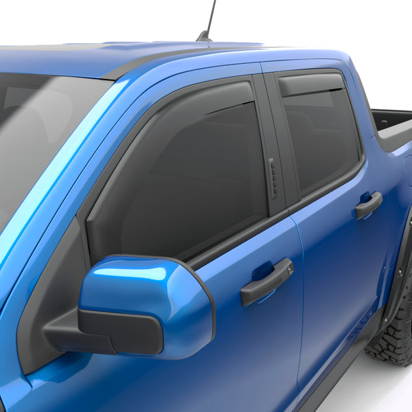 EGR 2022+ Ford Maverick In Channel Window Visors Front/Rear Set - Matte Black Crew Cab - Bull Strap