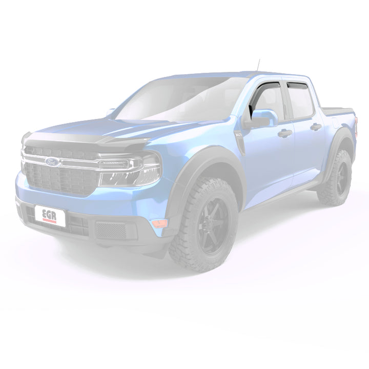 EGR 2022+ Ford Maverick In Channel Window Visors Front/Rear Set - Matte Black Crew Cab - Bull Strap