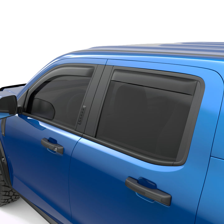 EGR 2022+ Ford Maverick In Channel Window Visors Front/Rear Set - Matte Black Crew Cab - Bull Strap