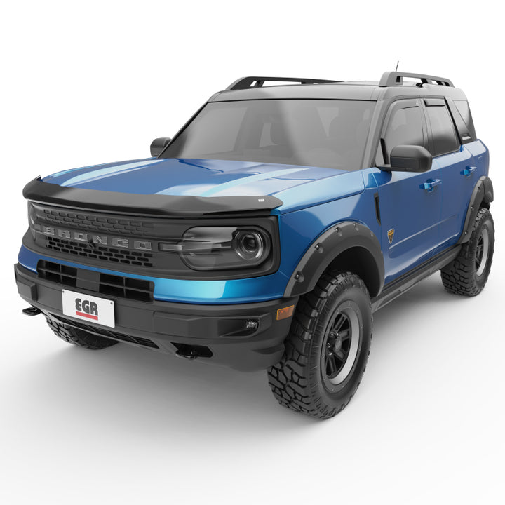 EGR 21-22 Ford Bronco Sport Superguard Hood Shield - Matte Black (303565) - Bull Strap